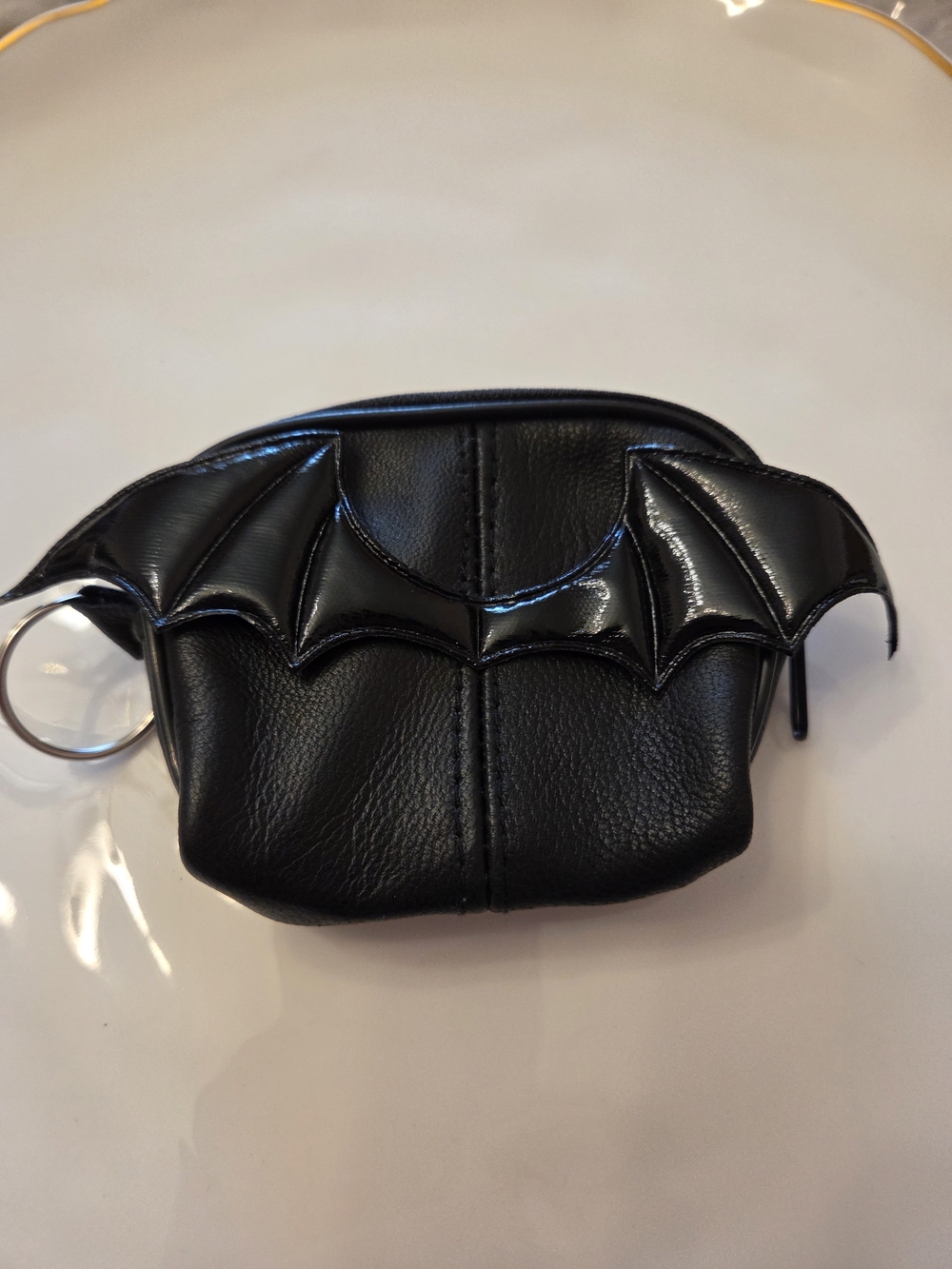 Black Bat Faux Leather Keychain/Bag Charm/Coin Purse For Men, Women Or Kids